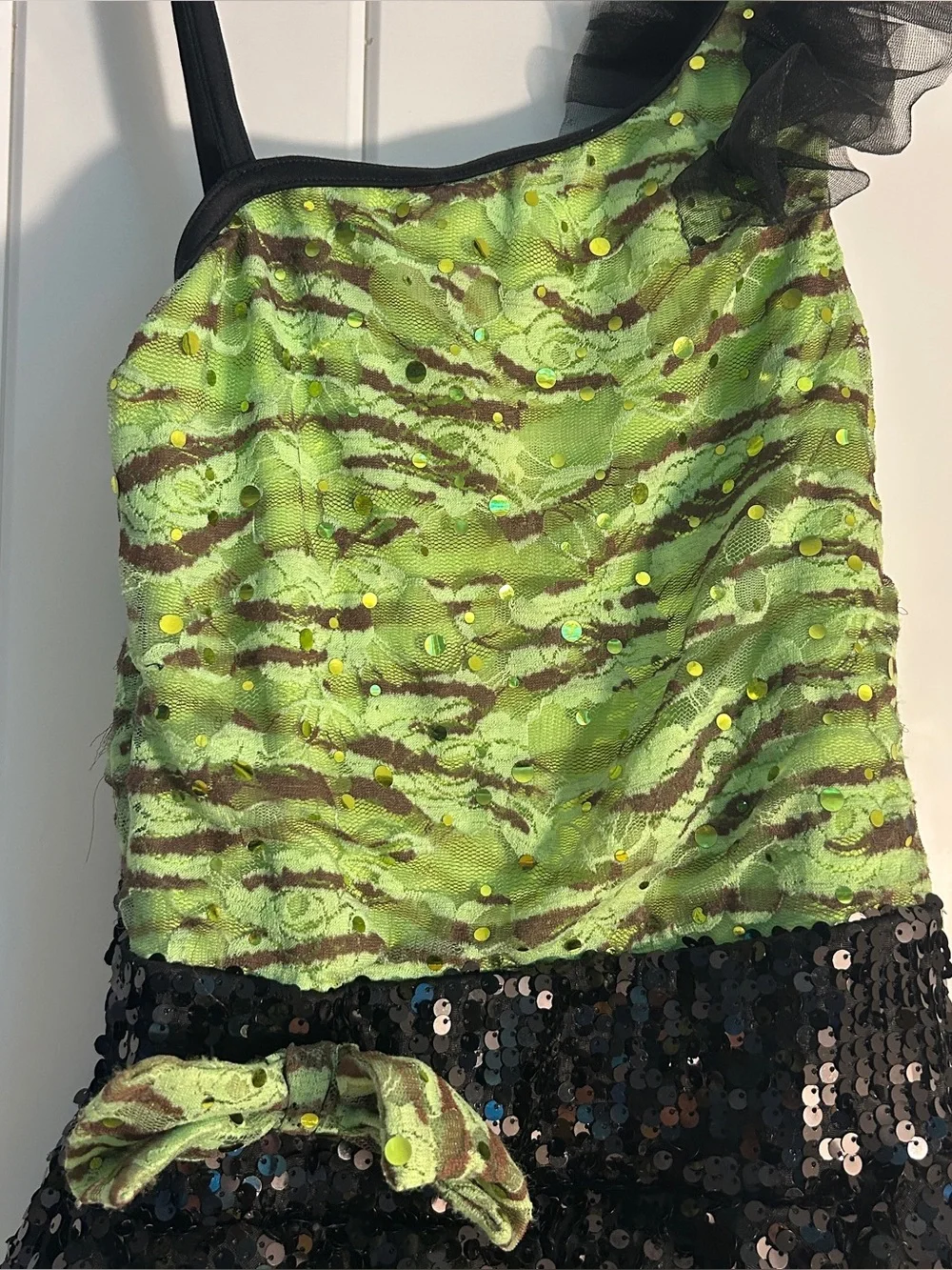 Weissman Girls Neon Zebra Sequin Dance Costume LC large child Halloween dress up